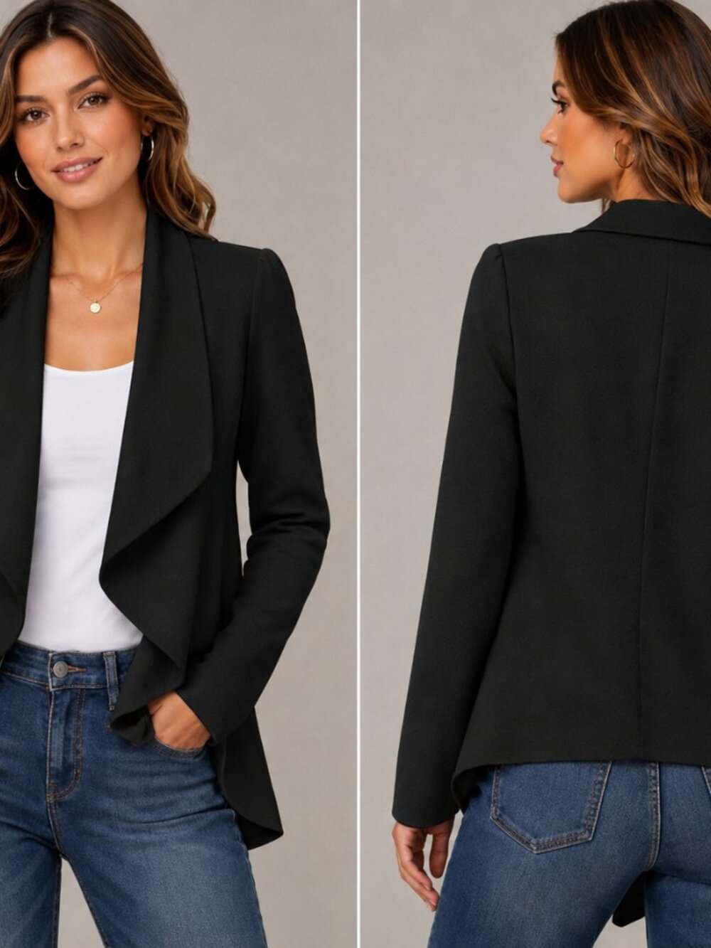 NWT DoublJu Black Blazer Open Front XL